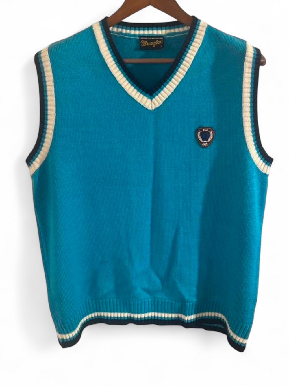 Vintage Wrangler Teal V-neck Sweater Vest Size  Men’s Large